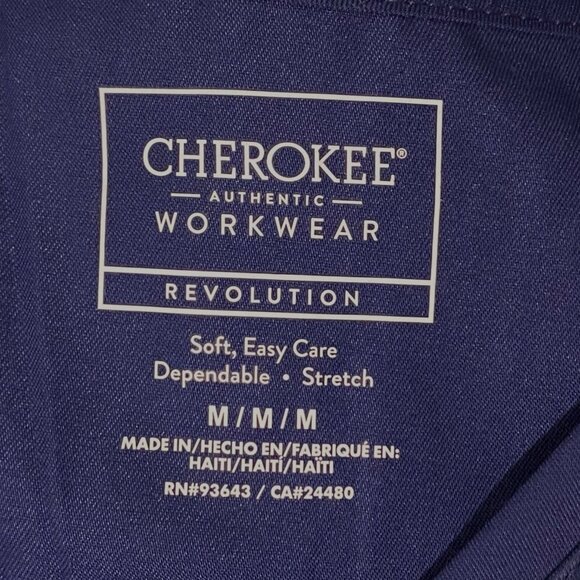 Cherokee Workwear Womens Scrub Top M Navy Blue Medical Dental Vet Tech Uniform - Picture 3 of 7